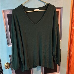 Women's V-Neck Forest Green Top
